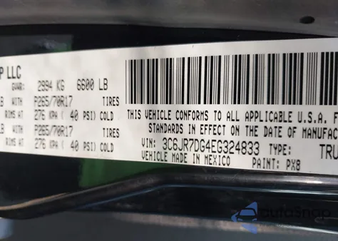 2014 Ram 1500 Tradesman из США, поврежденный, VIN 3C6JR7DG4EG324833